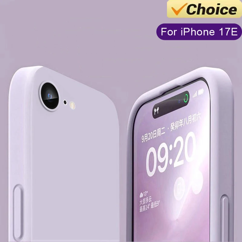 Custodia in silicone liquido per iPhone 17E, cover protettiva anti-caduta in TPU per iPhone 17E 16E
