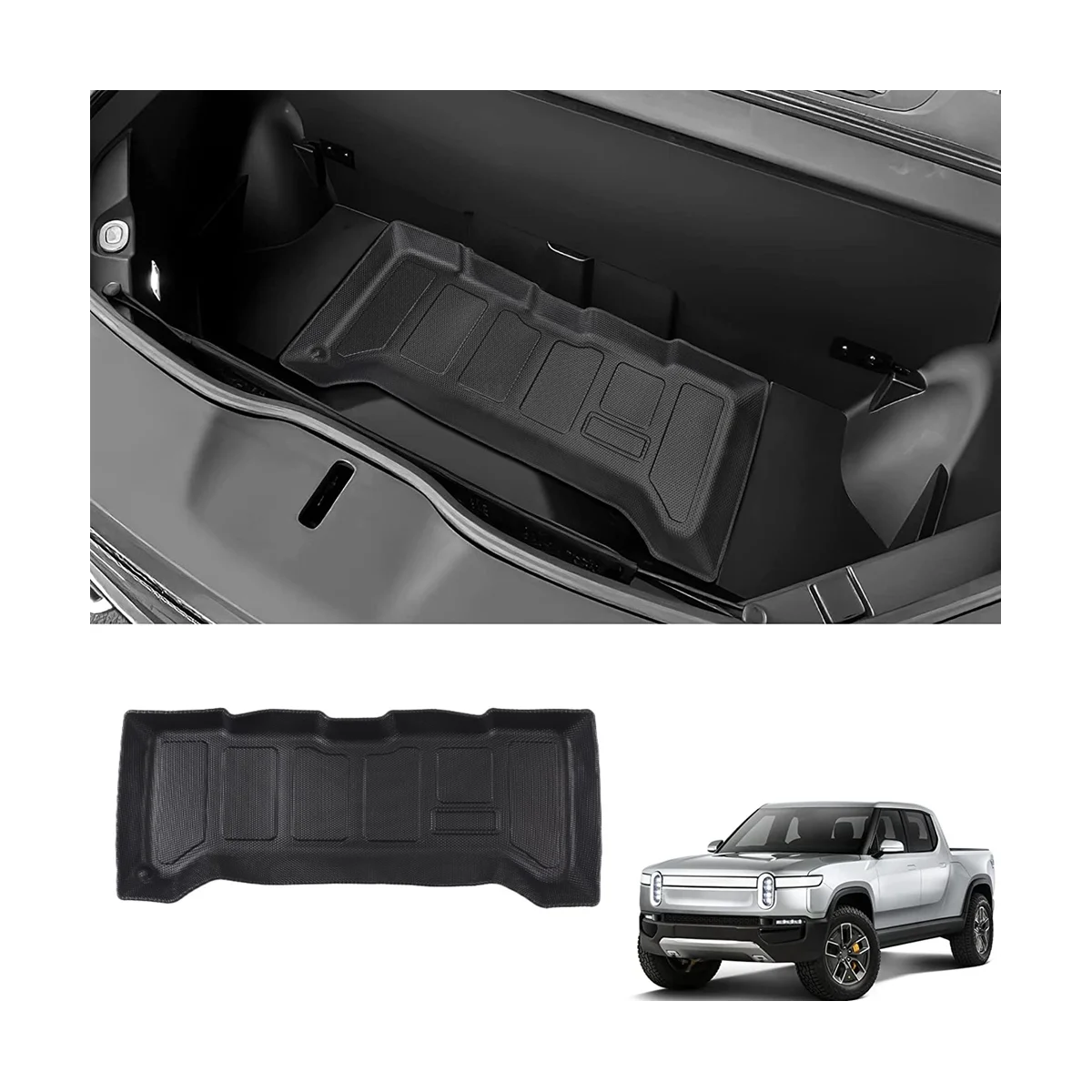 Front Trunk Mat for Rivian R1T R1S 2022 2023 Accessories, Upgrade Lower Layer TPE Front Cargo Liner Trunk Mats