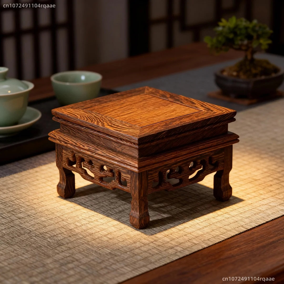 Quadratischer dekorativer Sockel für Tischsockelständer – Massivholz-Displaybasis für Teesets, Vase, Bonsai, Sammlerstücke