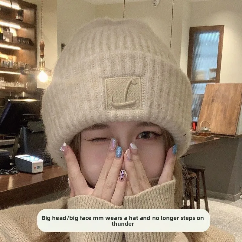 قبعة صوفية كبيرة الحجم للنساء: قبعة صغيرة فضفاضة ودافئة بتصميم جديد للخريف والشتاء، قبعة محبوكة لتدفئة الأذن #4