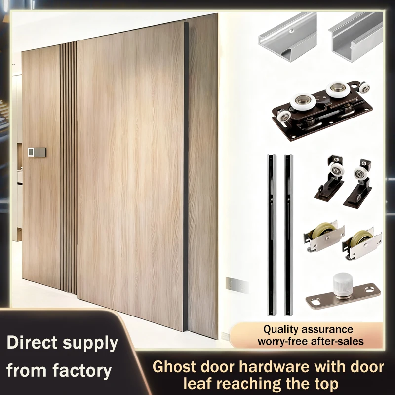

Summit Full Height Trackless Invisible Ghost Sliding Wood Door Double Buffer Hanging Slide Hardware Set For Kitchen Bathroom