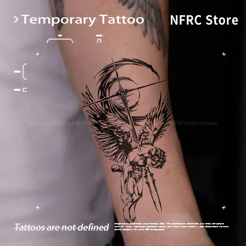 Dark Fallen Angel Herbal Juice Tattoo Sticker Fake Temporary Tattoos Cheap Goods Tatoo Sexy Adult Girl Tool Stickers Fancy Toys