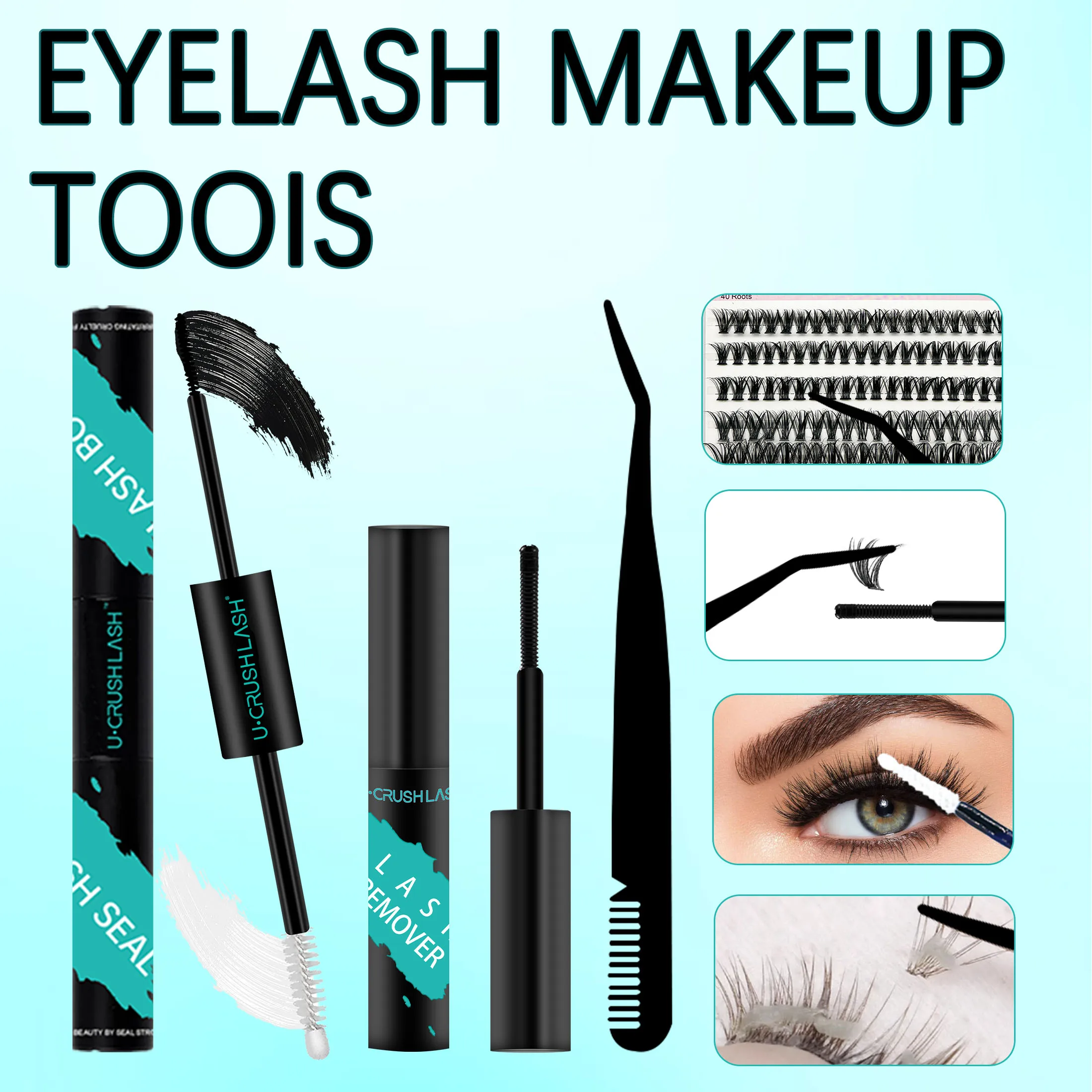 DIYクラスターまつげ接着剤メイクツールつけまつげ新ダブルヘッド2 in 1ボンド＆シールまつげ接着剤防水長持ち