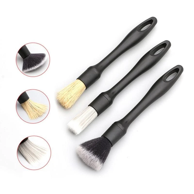 3Pcs Detachable Brush for Head Car Interior Dashboard Wheel Tyre Detailing Brush