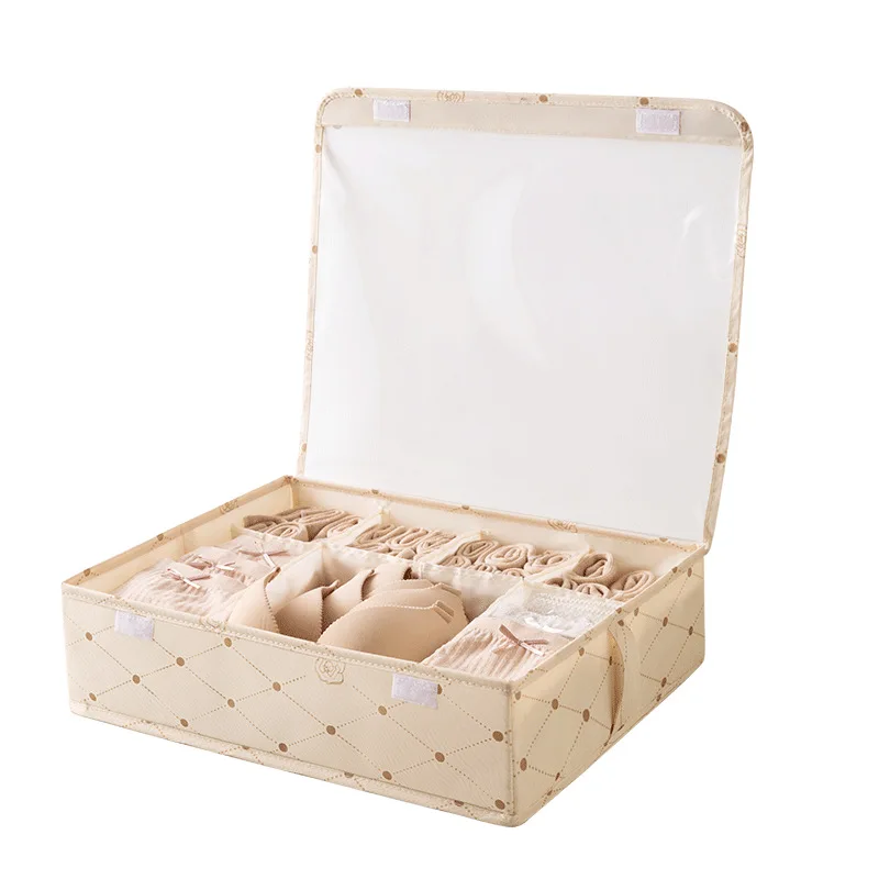 Folded Underwear Organizer Storage Box Panties Socks Storage Boxes with Lid Wardrobe Organizer Cabinet Drawers Separator Box