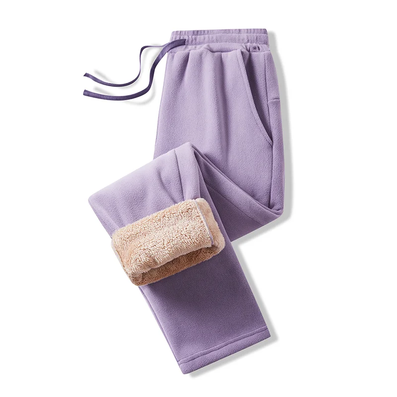 الخريف والشتاء مرونة بلون عالية الخصر سراويل تقليدية للرجال بناطيل تدفئة فضفاضة الصوف سميكة Sweatpants