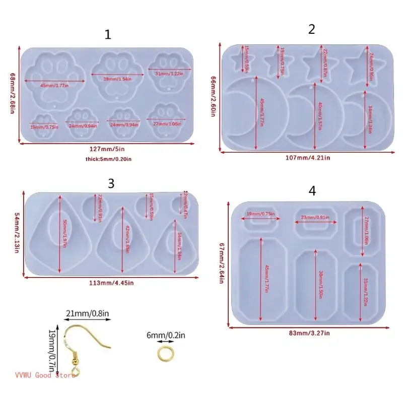 Moldes joias com furos, acessórios fabricação manual, material silicone para pingente