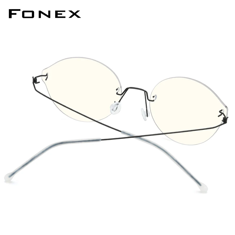 FONEX Anti Blue Light Blocking Glasses Men 2020 New Titanium Alloy Women Rimless Anti-Blue Rays Eyeglasses with Nylon Lens AB011