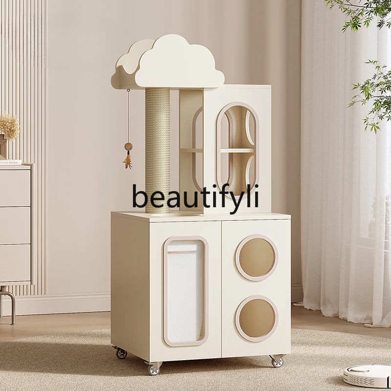 

climbing cabinet can hold smart litter box solid wood cat litter automatic litter box rack