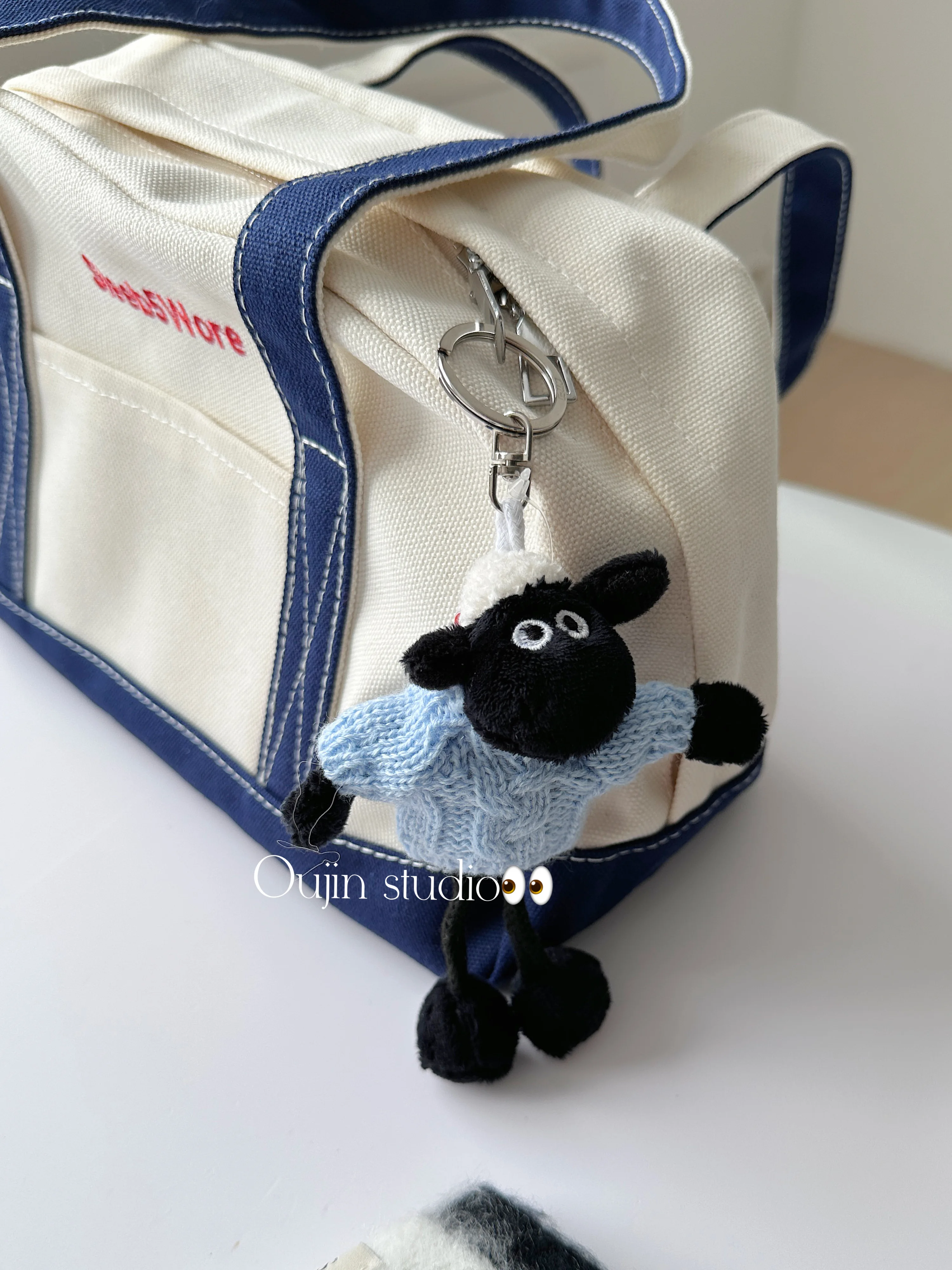 Korean ins niche cute sweater lamb bag pendant car keychain cute plush doll couple cute