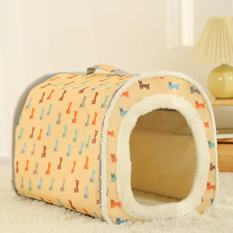 Cat Bed Cave Pet Bed House Ultra Soft Large Capacity Non Slip Soft Semi-Closed Cozy Pet Tent Bed With Removable Cushion Pillow