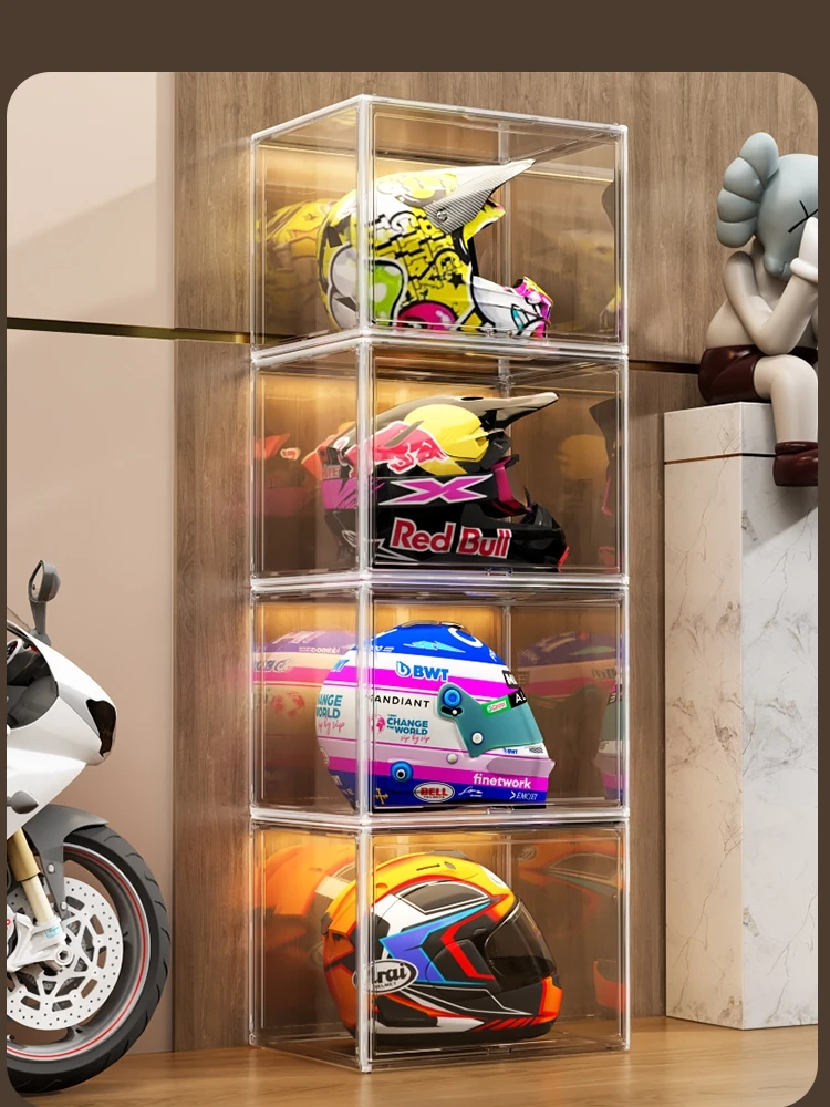 Motorcycle Helmet Storage Cabinet Home Display Box Bike Equipment Stand Knight Organizer Tool Waterproof Anti-Scratch Neutral