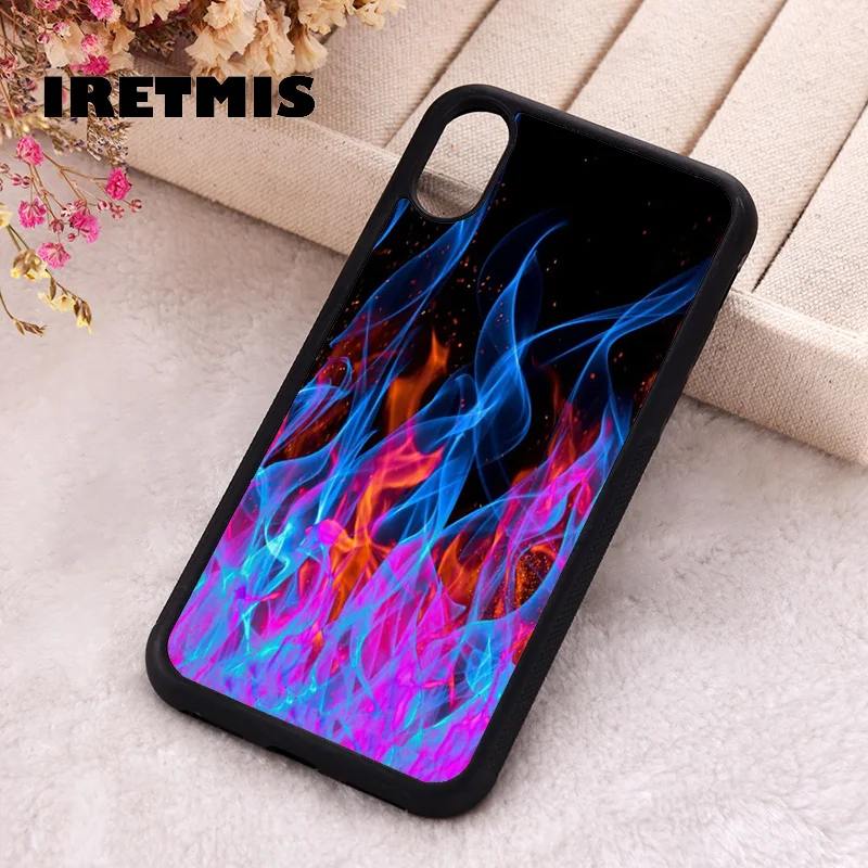 Iretmis phone cover cases for iphone 6 6S 7 8 Plus X Xs Max XR 11 12 13 MINI 14 15 Pro Purple Milky Way Space Flames Fiery