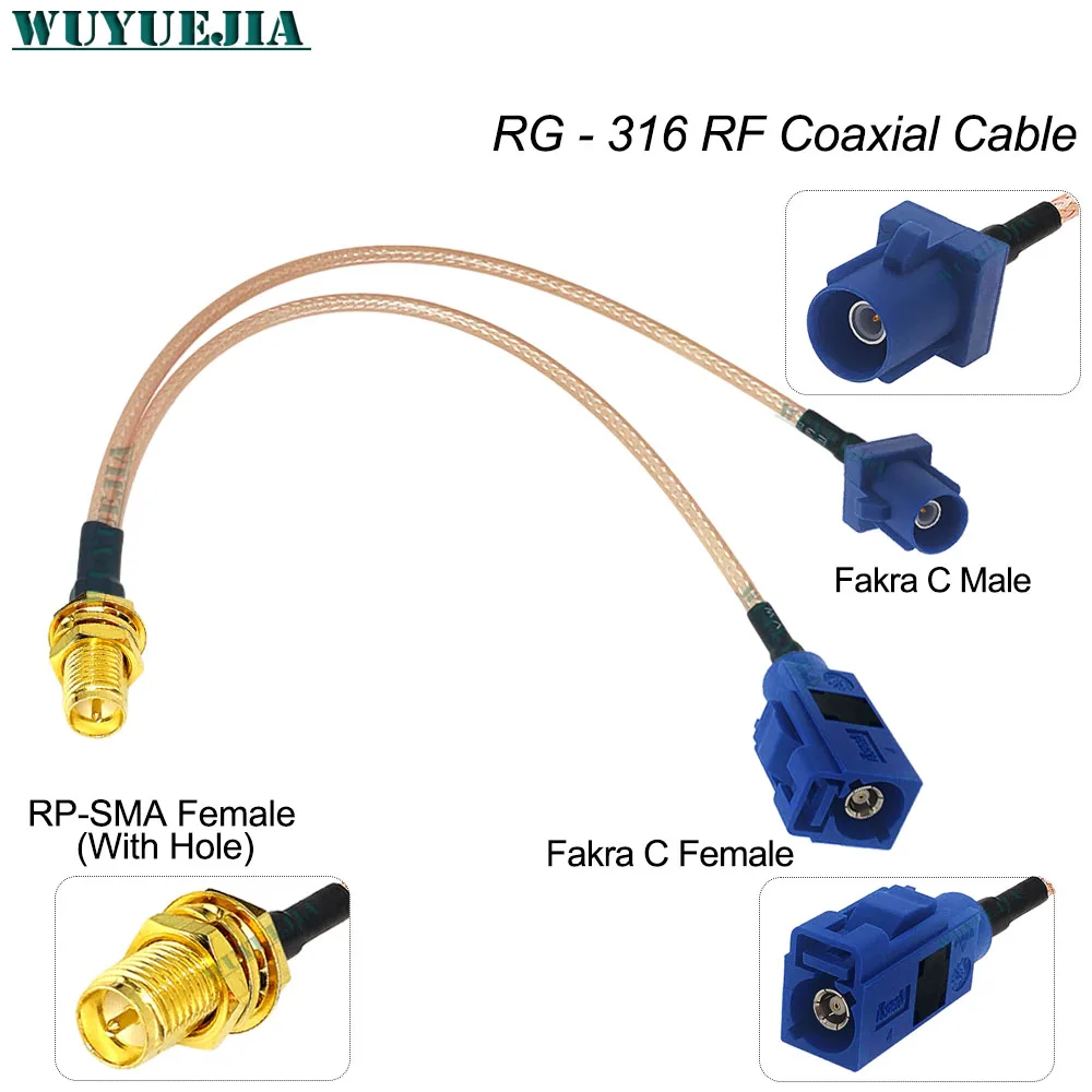 0.1~1 M Y 타입 RG-316 케이블 RP-SMA 암 핀에서 블루 파크라 C 수+암 50옴 커넥터 WIFI 라우터 안테나 RF 동축 케이블