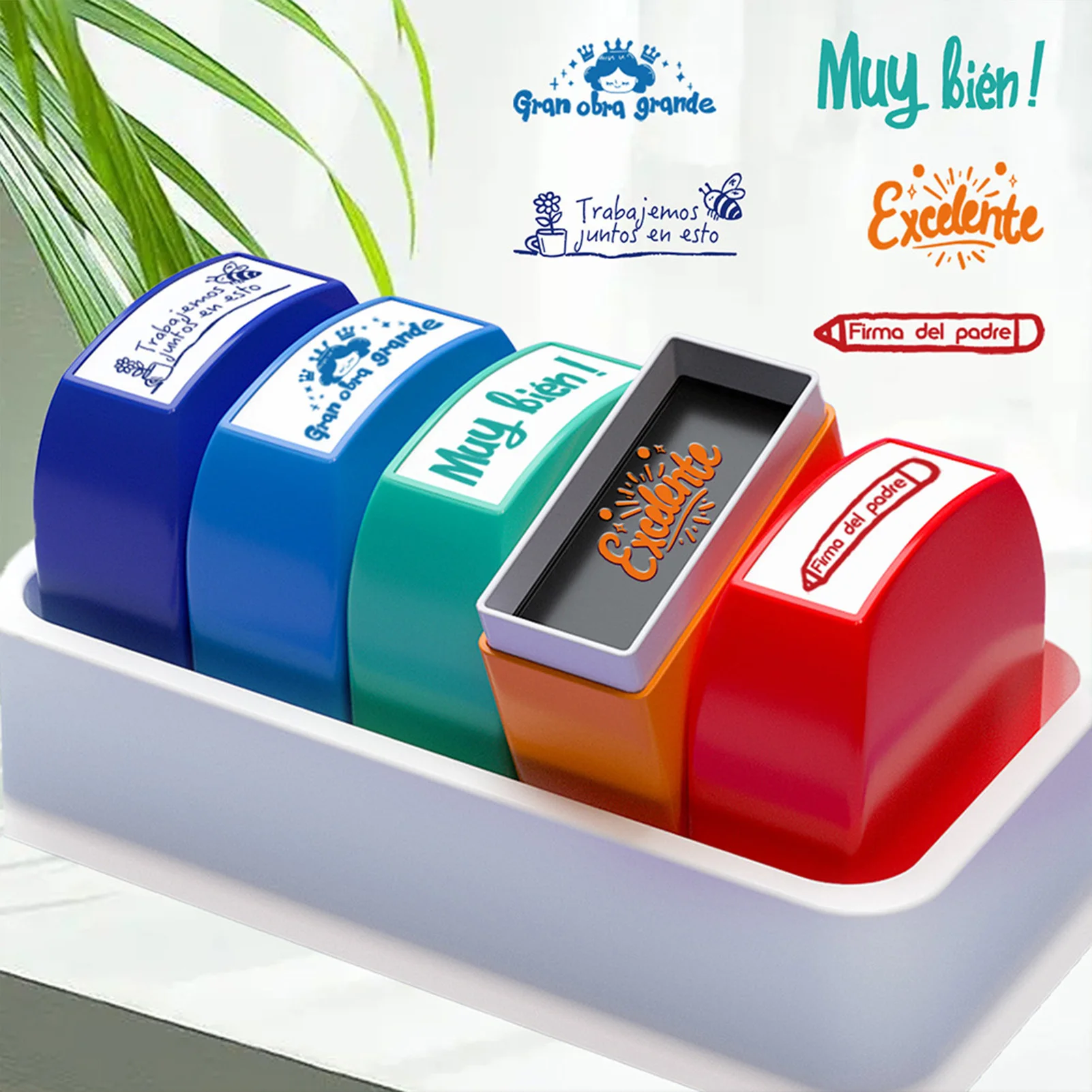 5pcs Teacher Assessment Stamps Multicolor Kit for Homework Tests and Papers with Encouraging Feedback and Motivational Marks view 4