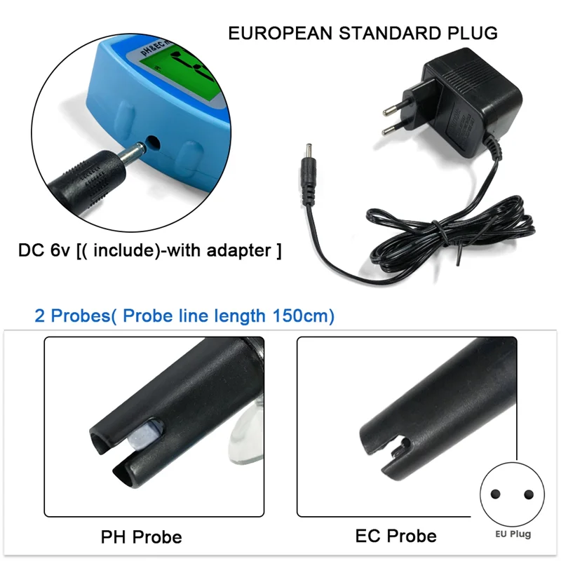HGFLE-Water Quality Analysis Instruments PH /EC Monitor Meter Acidometer PH Tester EU Plug