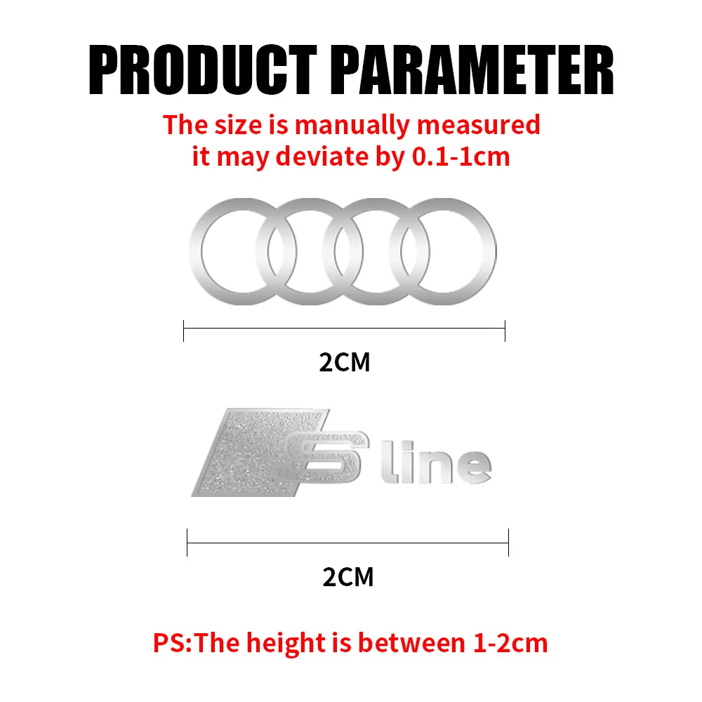 5/10PCS Car Sticker Aluminum Badge Decoration Styling For Audi Sline A3 A4 A5 A6 Q5 A1 Q7 Q3 S Q8 TT RS quattro Auto Accessories