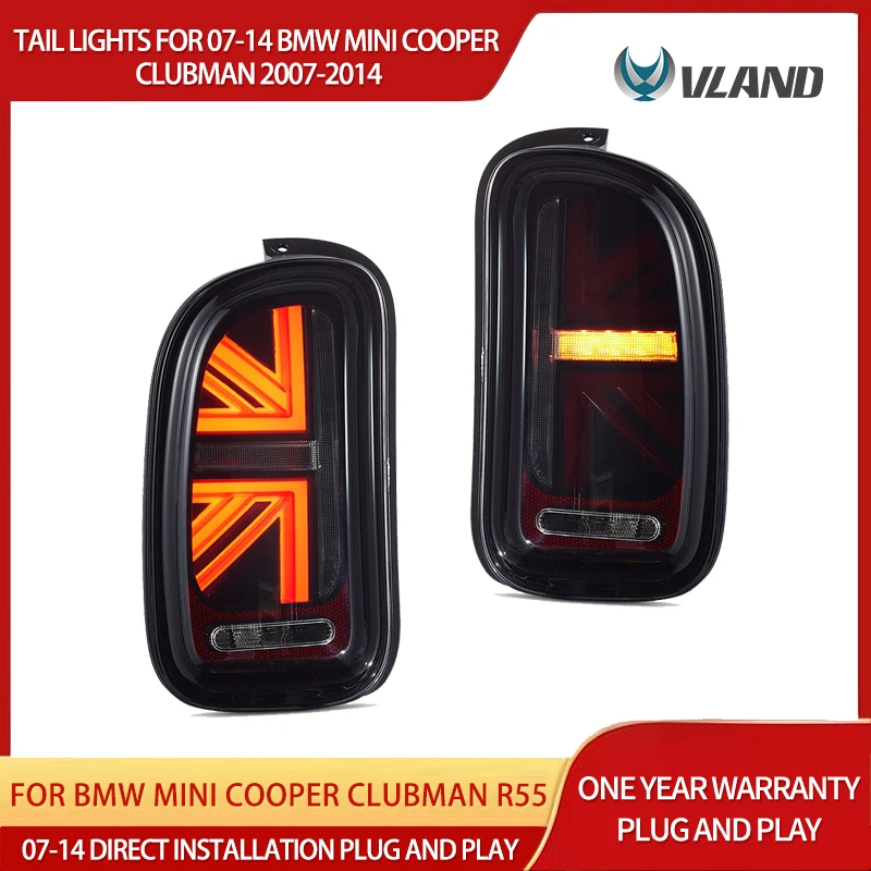 2007-2014 Mini Cooper Clubman R55 Vland Fanali posteriori a LED completi, indicatori di direzione sequenziali, aggiornamento lampada posteriore plug-and-play