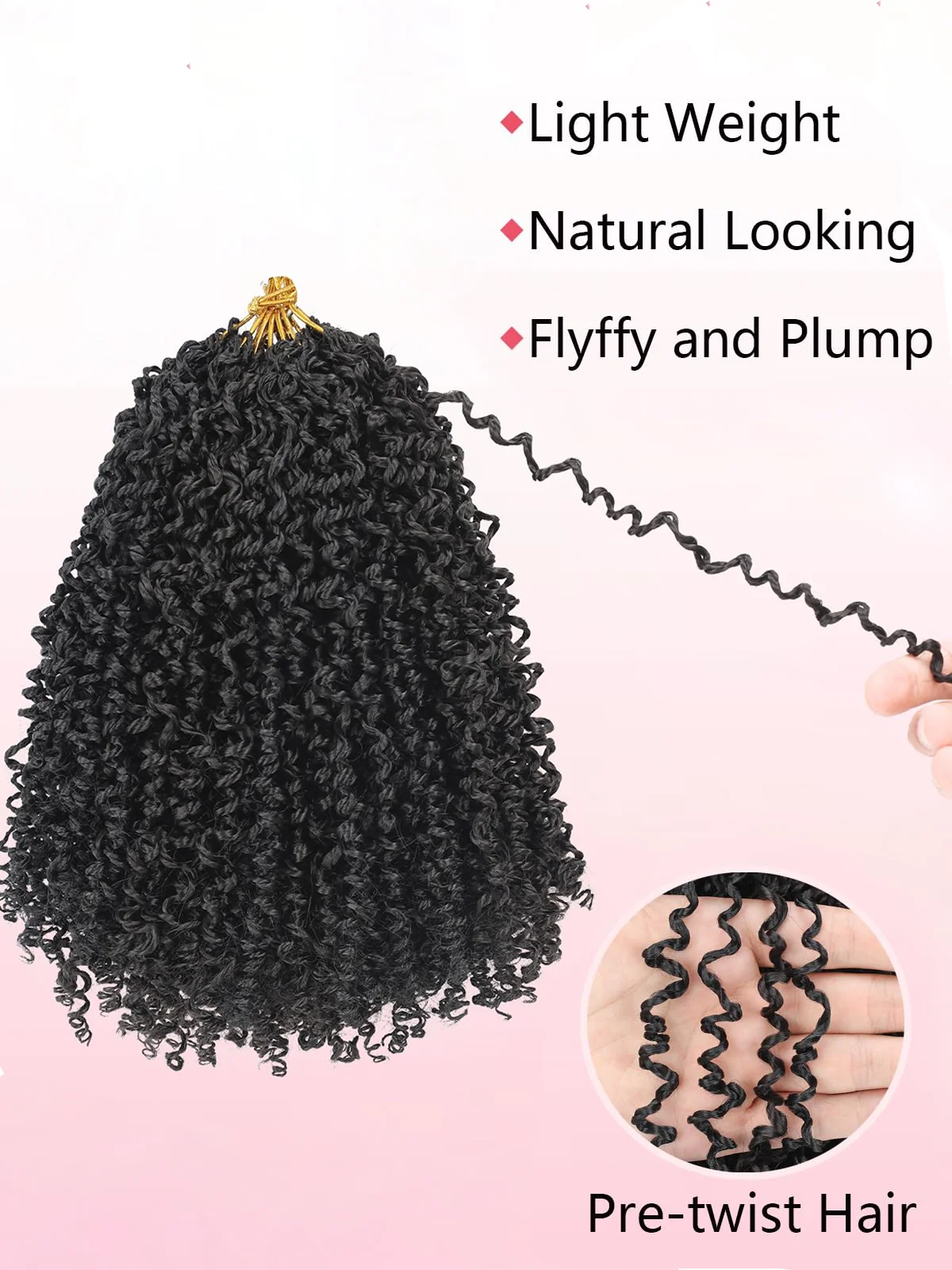 ต่อผมโครเชต์ Yanky Twist |   ความยาว 8" 10" 12" 14" |   8 ชิ้น/แพ็ค |   ผมถักเปียสังเคราะห์