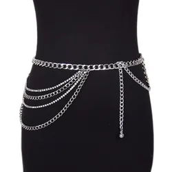 Summer New Girl Belt Fashion Casual Punk Metal Decoration Rhinestone Waist belly Chain