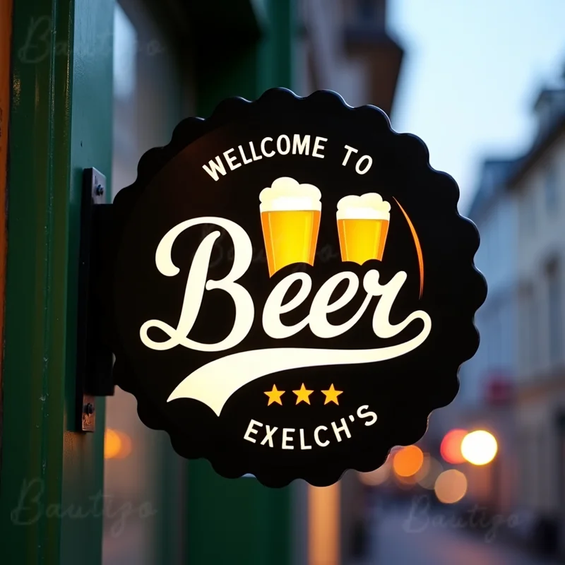 Custom Round Acrylic LED Light Box for Spas Waterproof Double Sided Beer Bar Light Sign Illuminated Wall Mounted