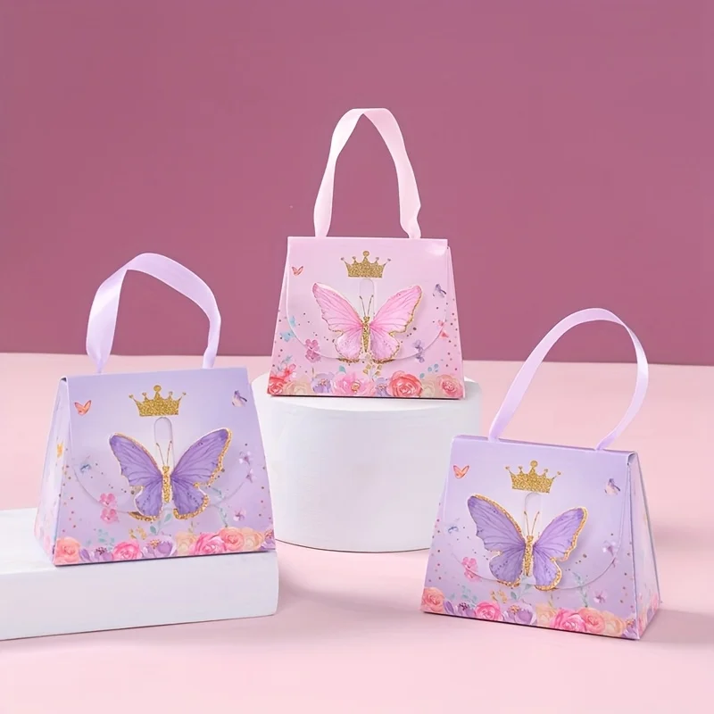 Schmetterlings-Kronen-Papiertüten & Geschenktaschen, geeignet für Babypartys, Hochzeiten, Geburtstagsfeiern, Dekorationen, Geschenkverpackungen. – Detail 7