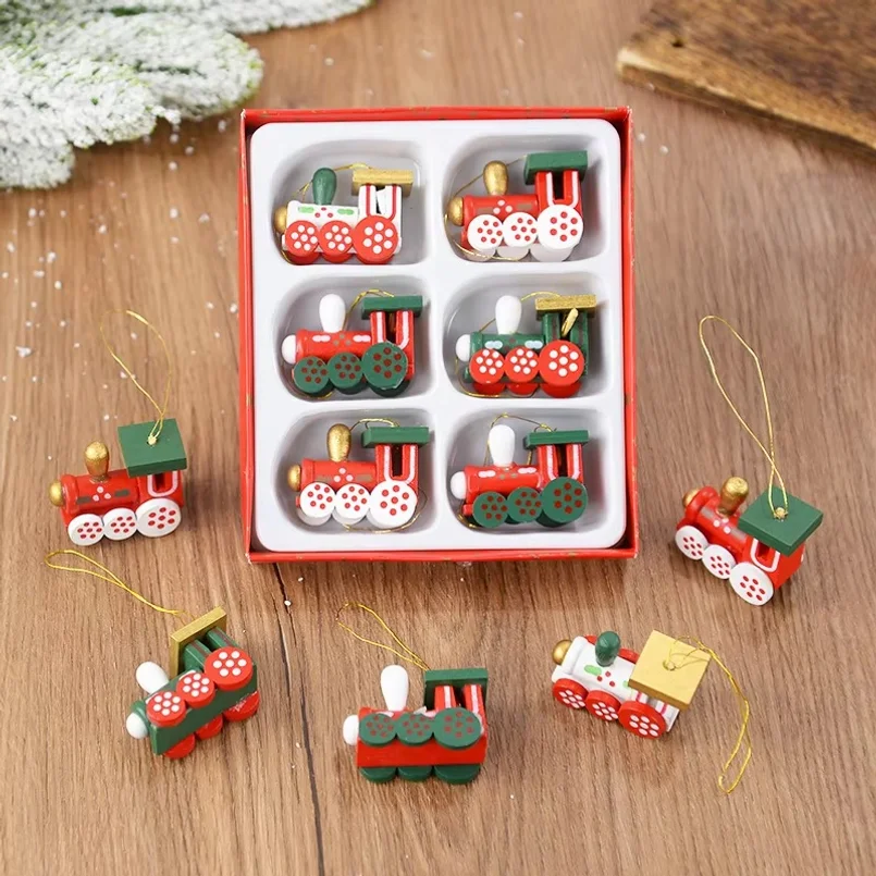 Dolls - Holz-Zug-Anhänger Weihnachtsbaum Mini-Hängedekorationen für Zuhause 2026