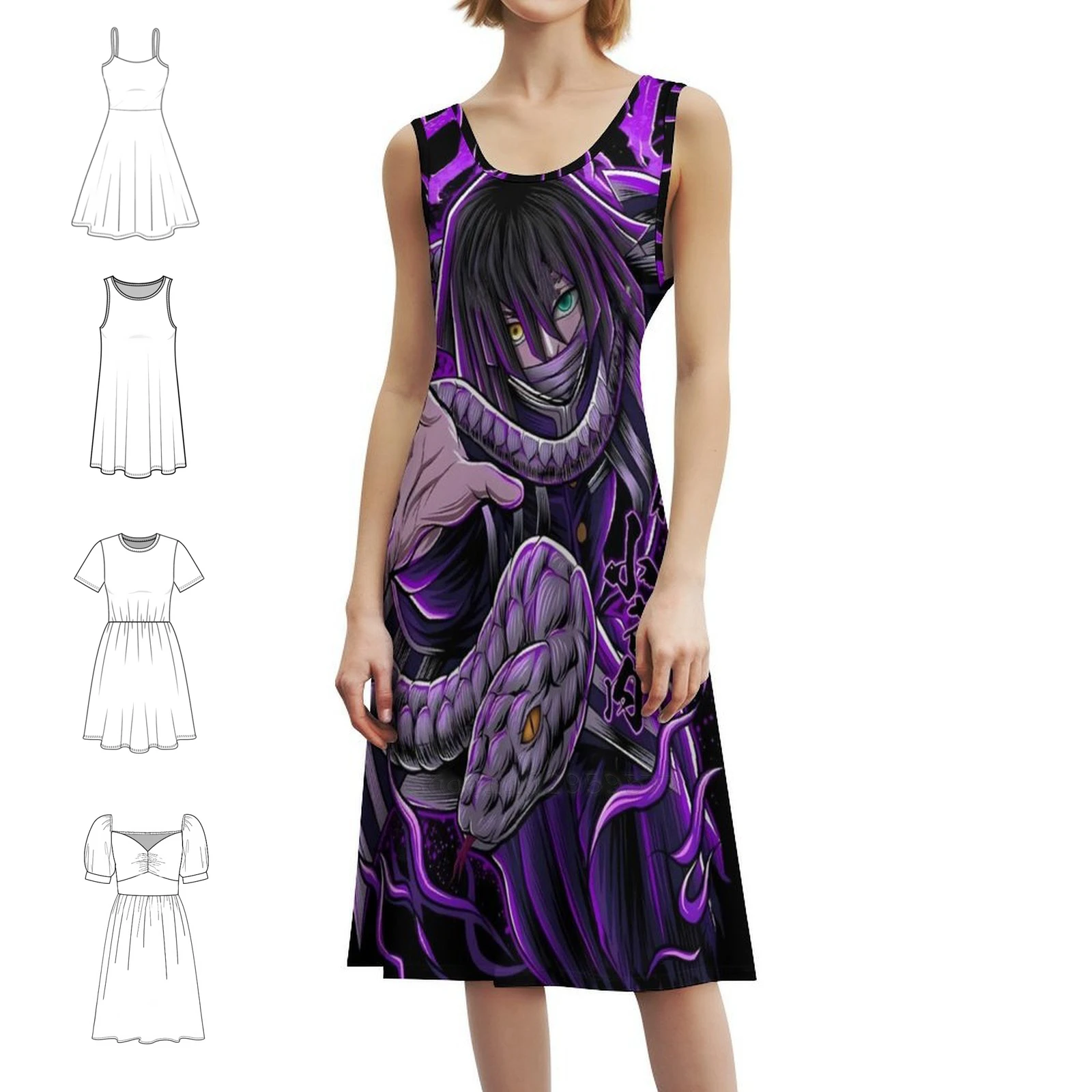 

Obanai Iguro женское элегантное вечернее платье трапециевидной формы с короткими/длинными/опциями без рукавов Obanai Iguro Obanai Iguro Music Obanai