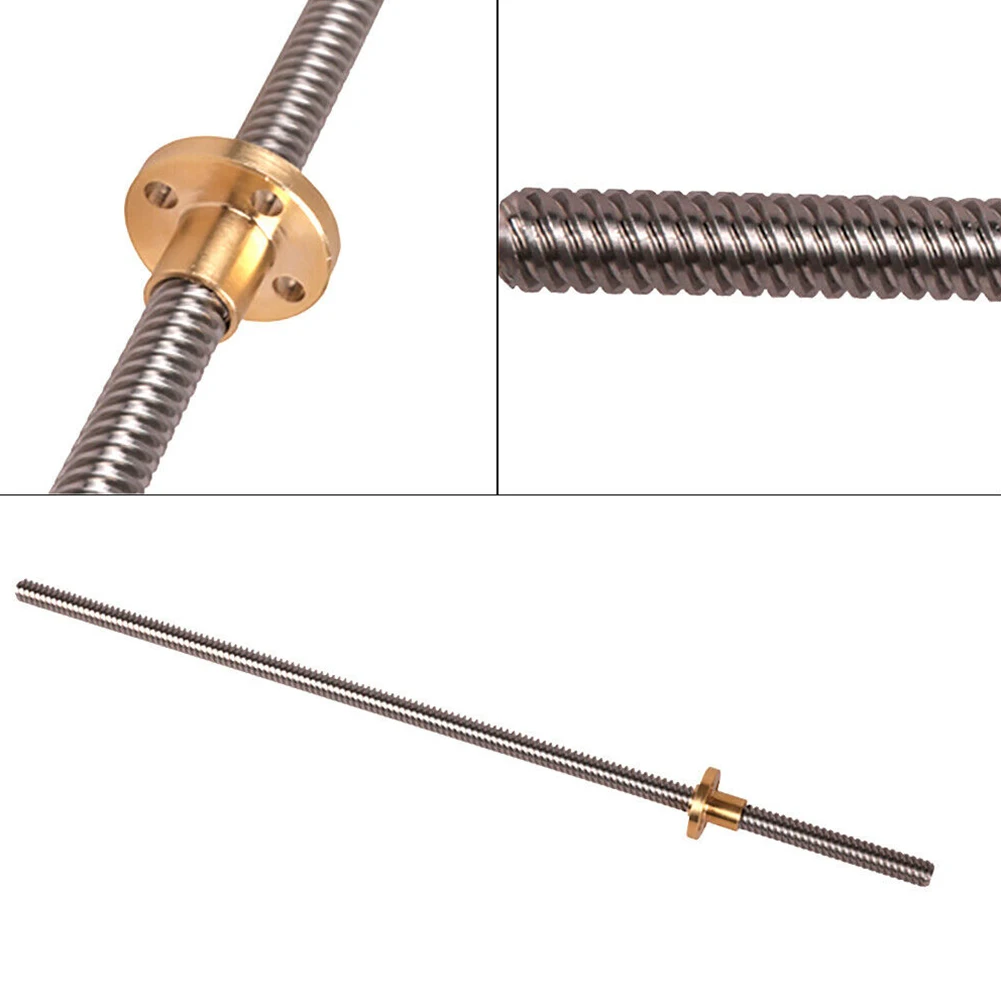 Screw Easy to Install 8mm Trapezoidal Screw Rod with Brass Nut for Industrial Automation and For 3D Printing Screw