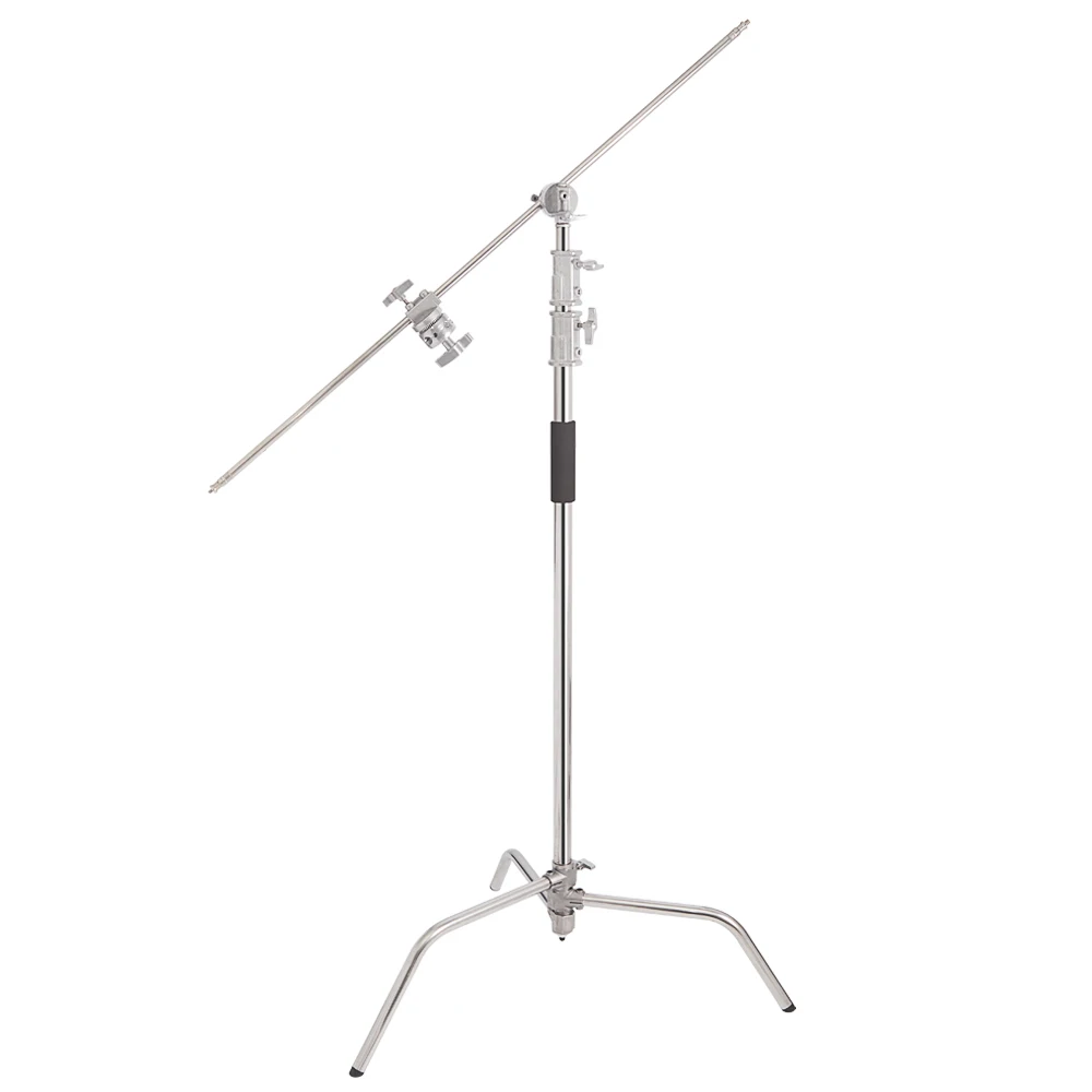 스테인리스 스틸 헤비 듀티 C 스탠드 1.5-3.3 미터 조절 가능한 사진 촬영용 튼튼한 삼각대 크로스바 포함