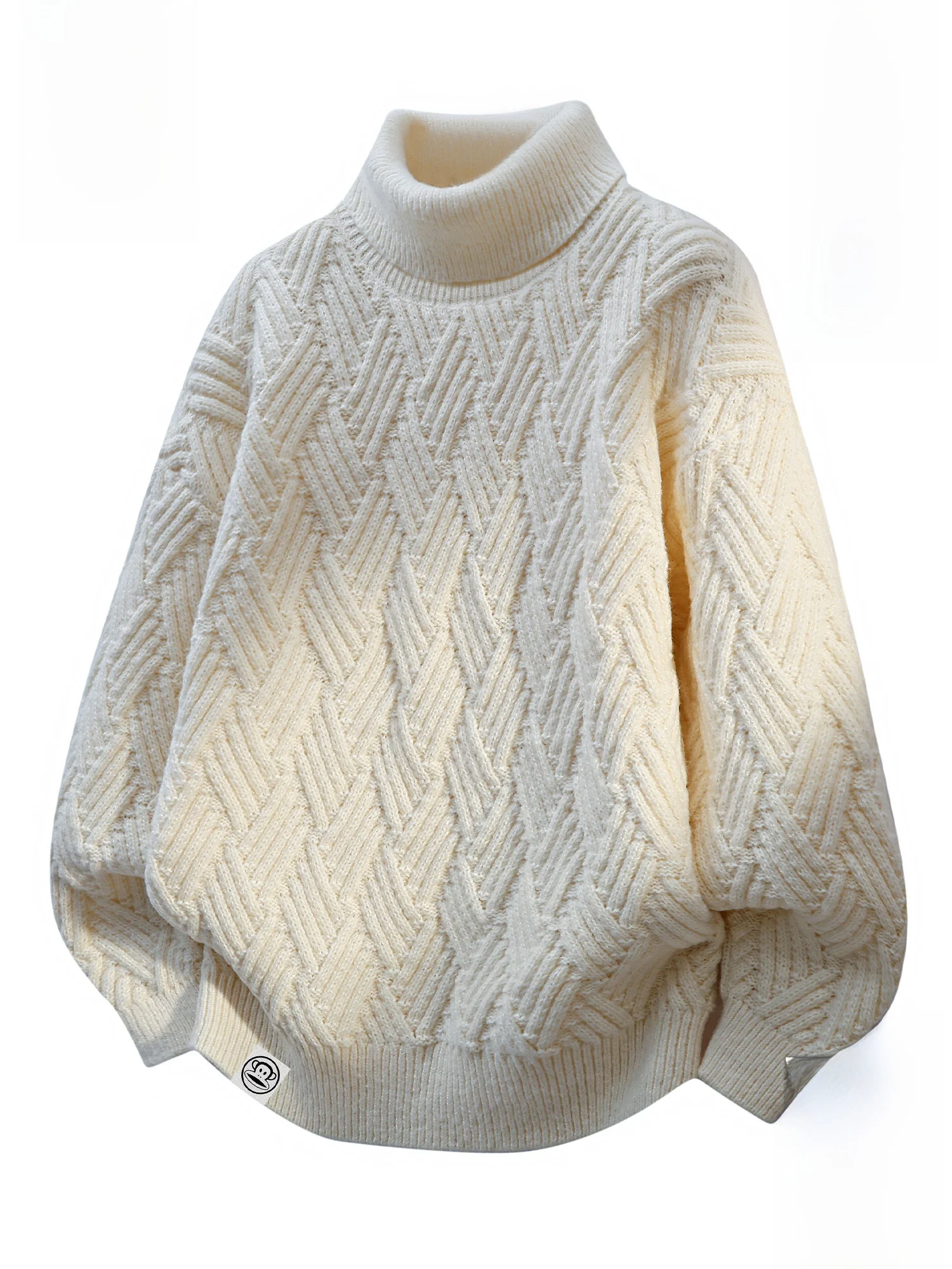 

PaulFrank High Collar Knitted Fce Lined Casual Men's Sweater Winter Warm Loose Fit Comfortable Polyester Blend Long Sve...