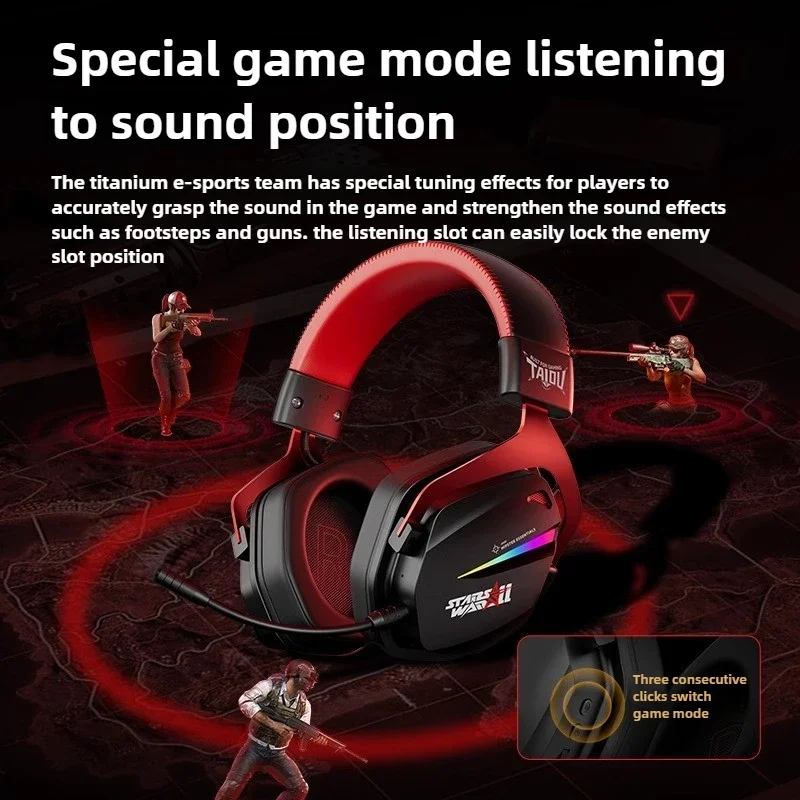 THS326 Armor Four Mode Wireless Headset Headset Gaming Esports Learning 7.1 Listening Position Recognition 2.4G Computer