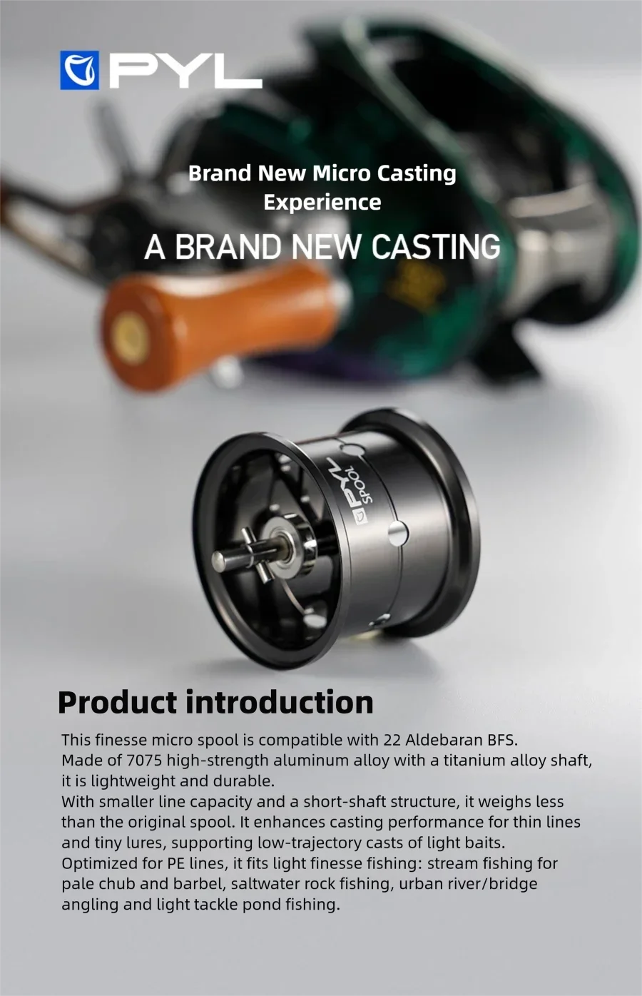 PYL PS29-AD leichte modifizierte Spule exklusiv für Shimano 22 Aldebaran BFS – Detail 1