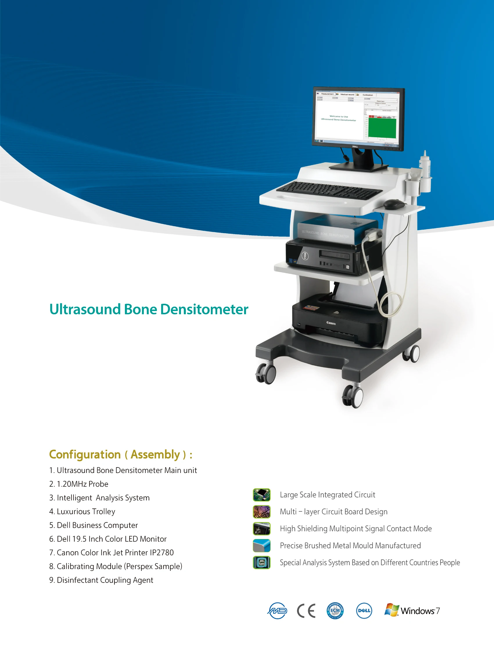 Ultrasound Bone Densitometer Hospital Use Portable Bone densitometer for adult and children BMD machine