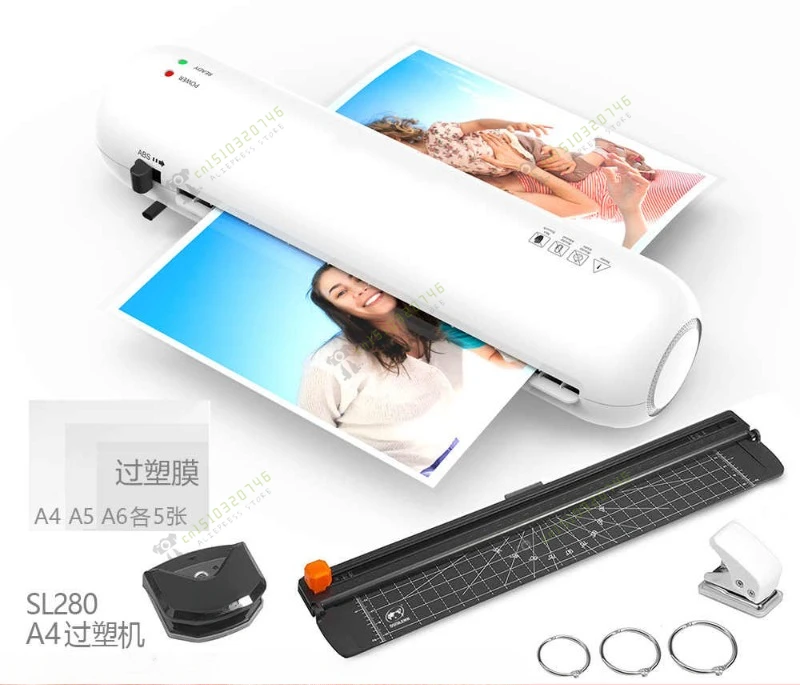 A4 230mm Desktop Laminator Set Hot and Cold Lamination 2 Roller System 9 Inches Max Width with Paper Cutter Trimmer Rounder Hole