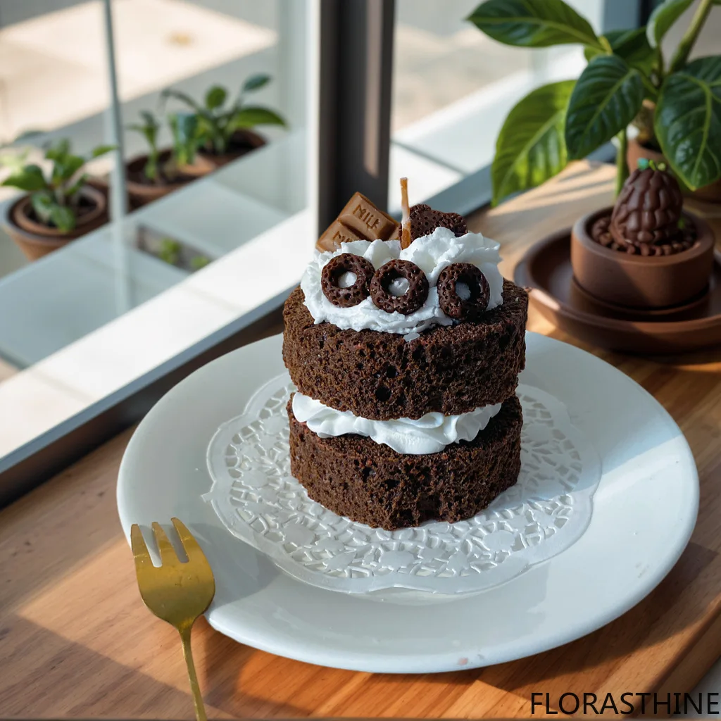 Chocolate Layer Cake Scented Candle Realistic Dessert Design with Cream and Toppings Cookie Cozy Aromatherapy Home Decor Gift