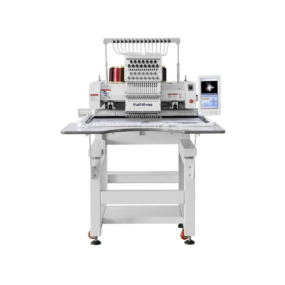 1 ماكينة تطريز الرأس HaiYiFeng مناسبة لقميص شعار القبعة والتطريز المسطح