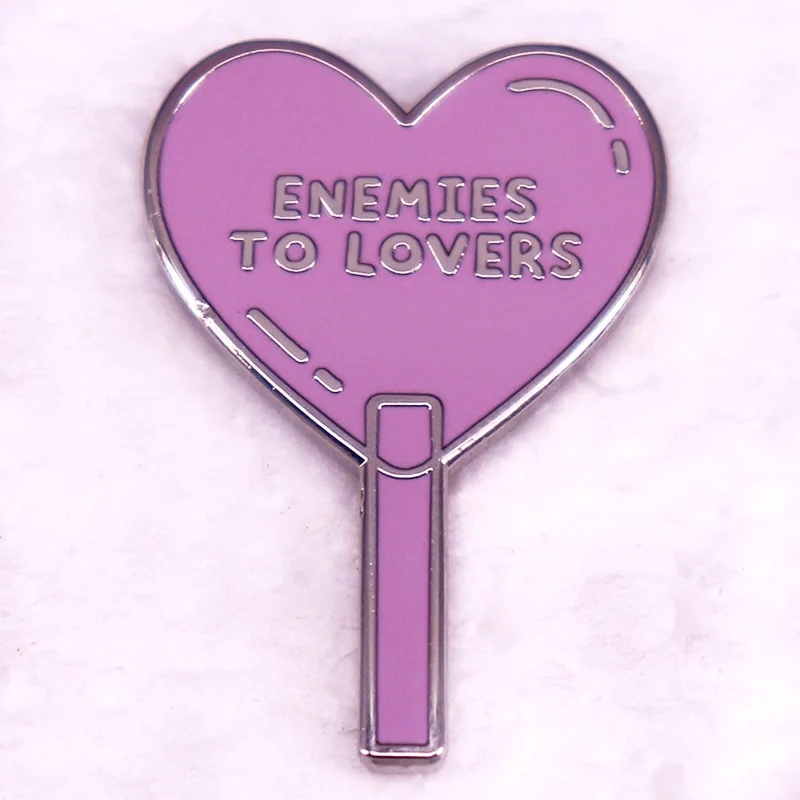 Enemies To Lovers Enamel Pin Bookish Romance Reader Brooch Pink Heart Badge Jewelry Smutty Book Lover Gift