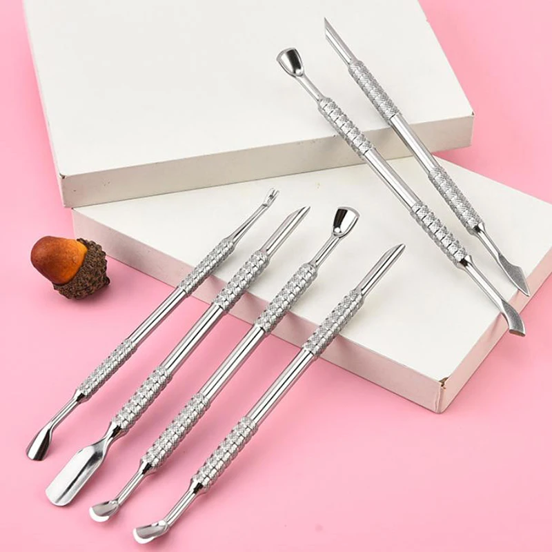 Spingipelle per cuticole in acciaio inossidabile a forma di doppia faccia a doppia estremità sollevatore per unghie incarnite trimmer strumenti per la cura delle unghie