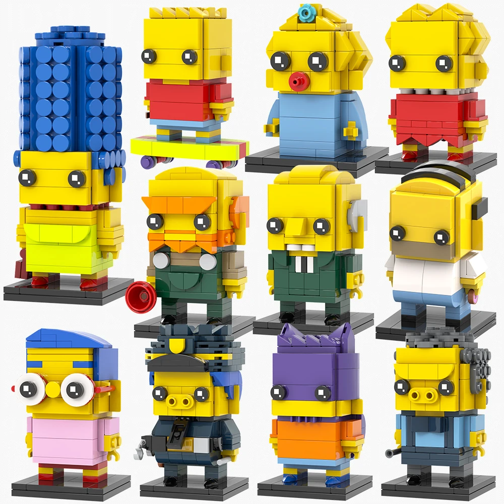 MOOXI clásicos serie de dibujos animados ladrillos MOC figura Simpsoned BrickHeadzed modelo conjunto DIY bloques de construcción juguetes para niños regalo