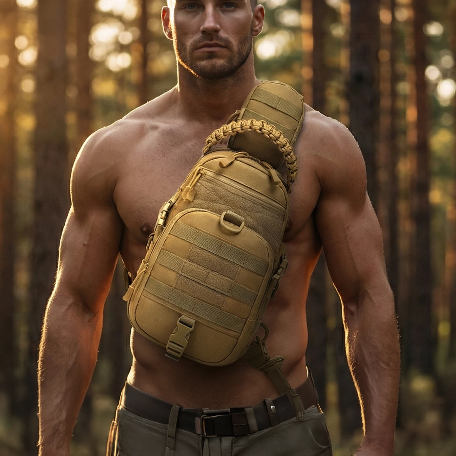 Tactical Messenger Bag for Men Nylon Military Sling Backpack MOLLE System Chest Pack Travel Crossbody Bag