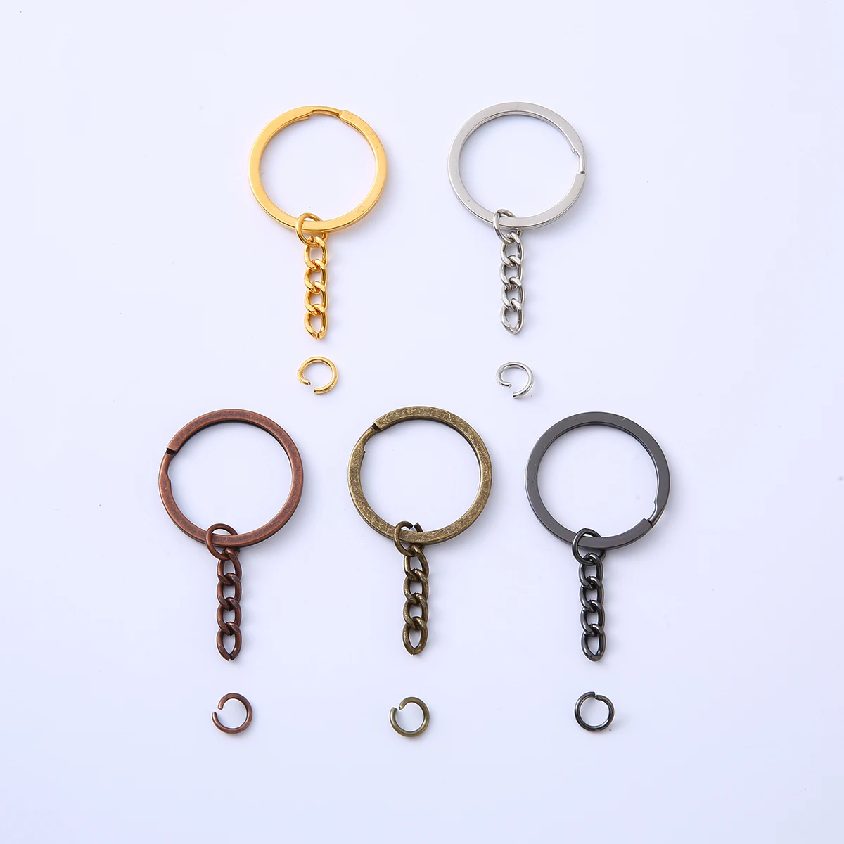 10/20/50/100 pcs/lot Key Ring Key Chain 5 Colors Plated 30mm Round Split Keychain Keyrings Wholesale