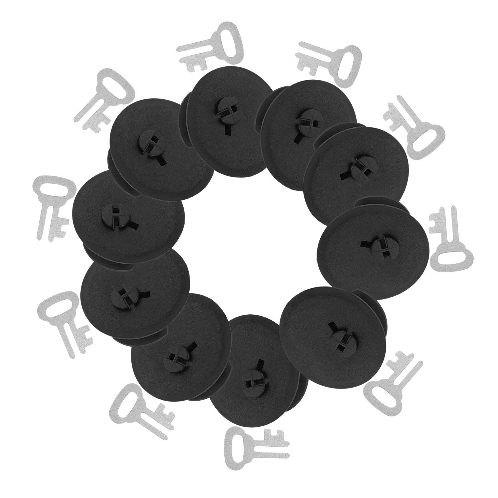 10pcs Money Saving Box Stopper Lockable Covers Plug Coin Bank Replacement Accessory Key Black Color DIY Office