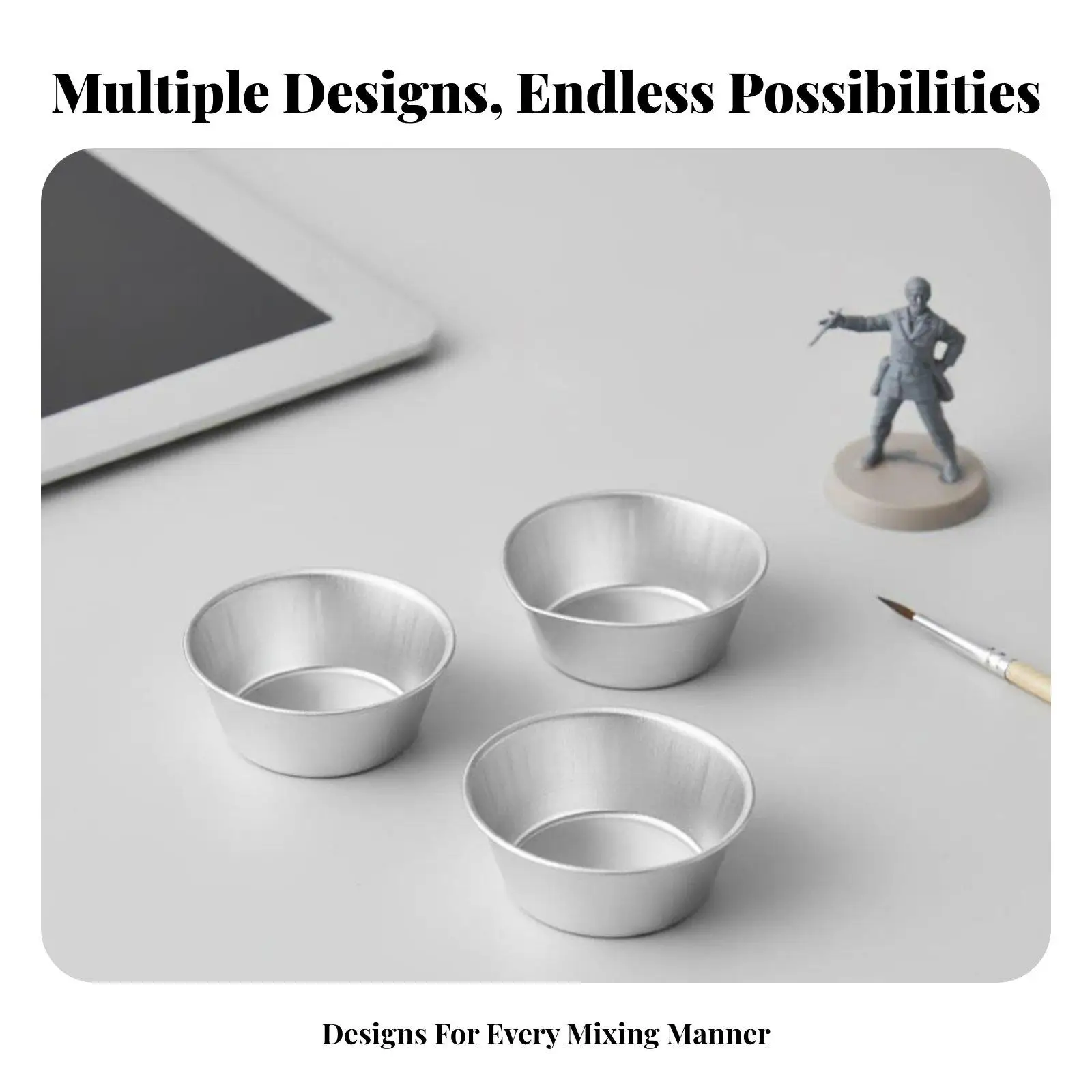 Reusable Metal Paint Mixing Dish for Model Enthusiasts with Spout and Geometric Shapes for Color Separation