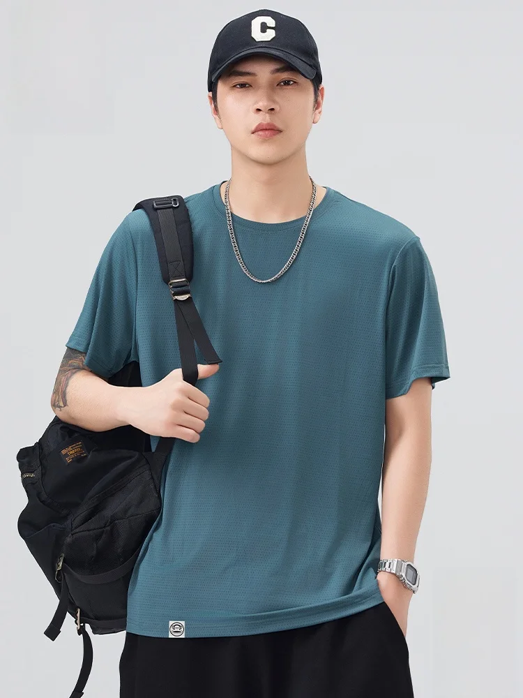 

Мужская летняя повседневная свободная дышащая футболка Paul Frank из ледяного шелка с круглым вырезом и коротким рукавом, однотонная, с принтом «Обезьянья пасть»