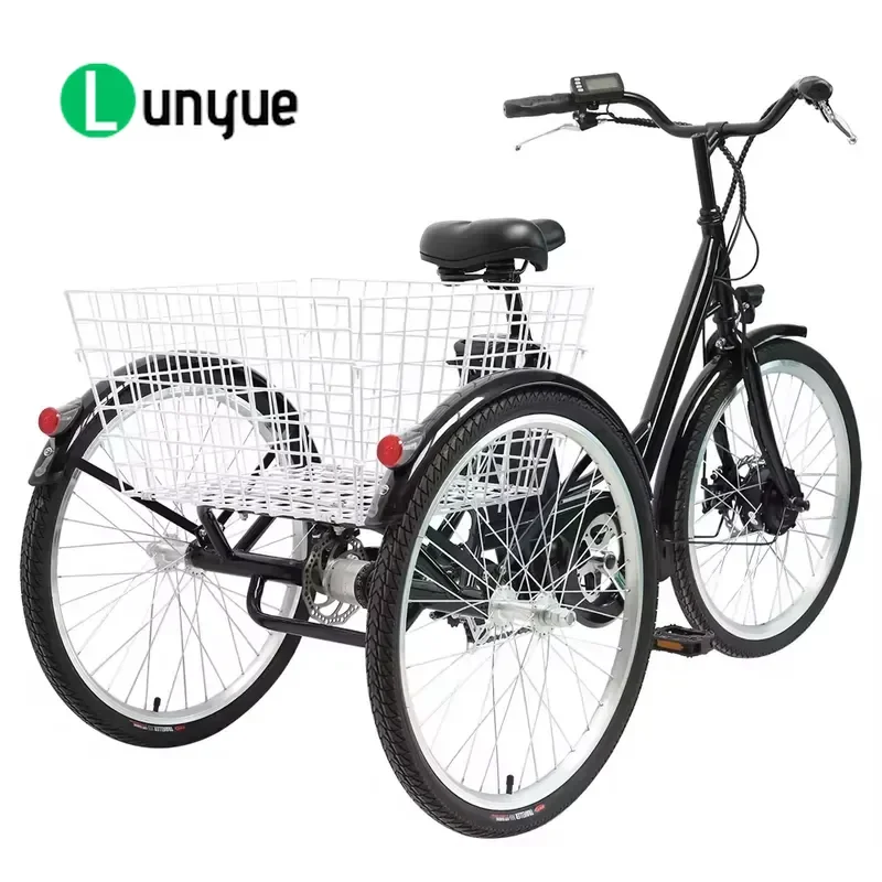 26 Inch Electric Cargo Tricycle 250W Motor 13AH Lithium Battery Pedal Assist E Trike for Family Delivery Practical Utility