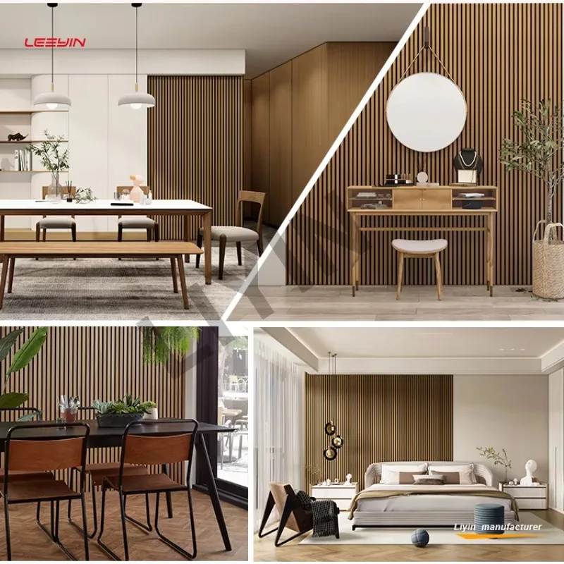 Modern Design Style Walnut Slat Acoustic Wood Wall Panel Fiber Acoustic Decorative Veneer Panel  Model Design Solution Capable