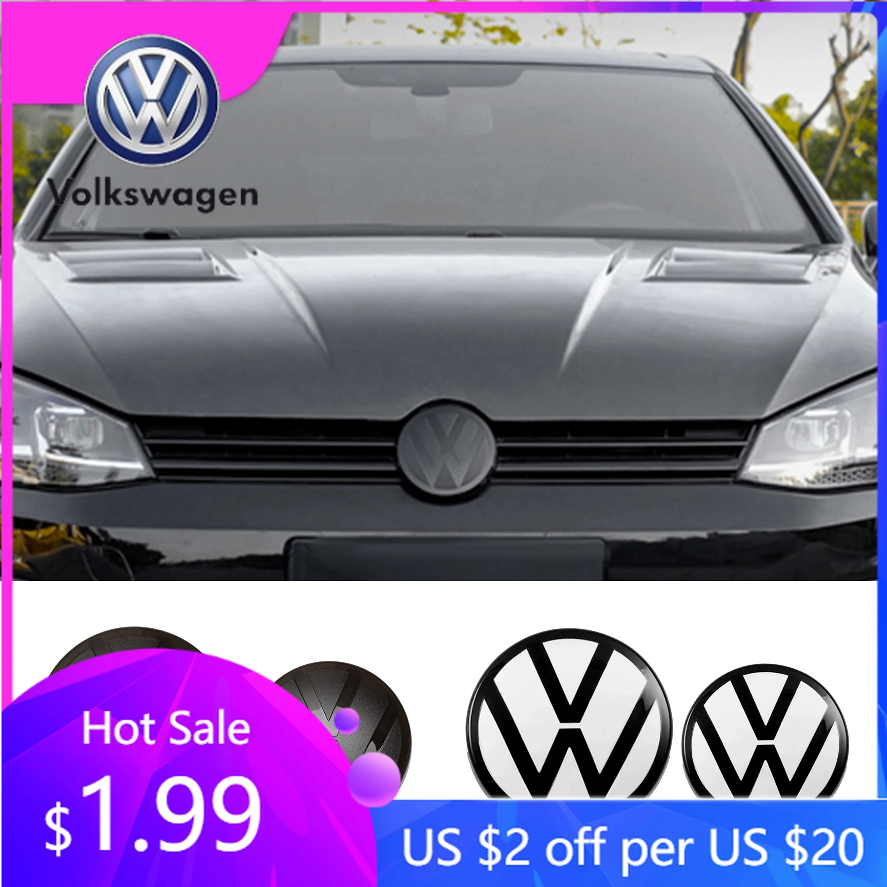 

Эмблемы 1/2 шт. для автомобиля: передняя решетка, задний багажник, накладка на эмблему для Volkswagen Golf 7 mk7, 6 mk6, 7.5, 8 mk8, VW