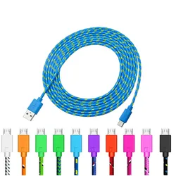 1m/3m pleciony kabel Micro USB kolorowa kabel do androida danych, IOS, kabel do telefonu komórkowego kabel głośnikowy produkt elektroniczny kabel do transmisji danych