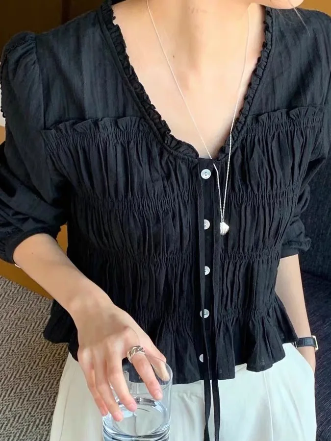 Elegancki płaszcz damski z drewnianym guzikiem, składany, w stylu koreańskim, z poliestru, cienki model.